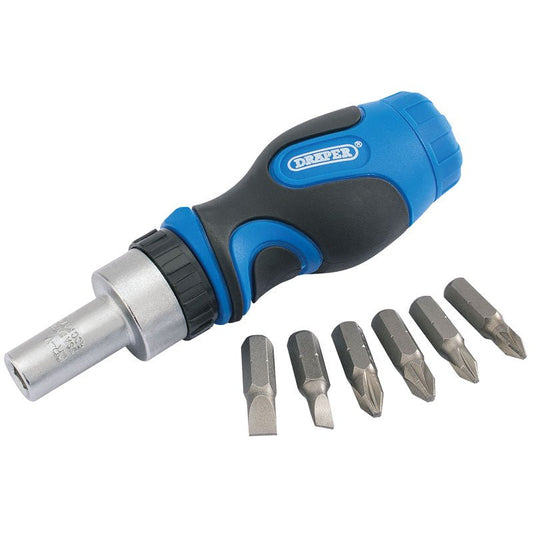 Draper 01050 Stubby Ratchet Screwdriver and Bit Set 7 Piece