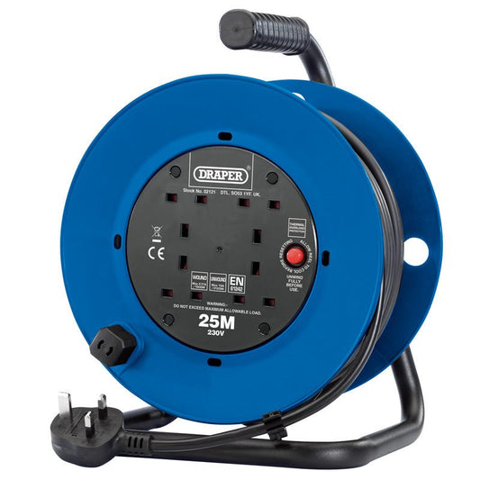 Draper 02121 230V Four Socket Industrial Cable Reel 25m