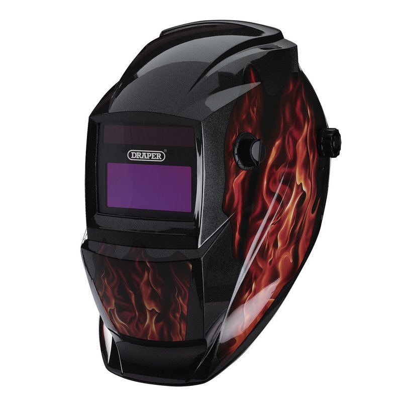 Draper 02513 Auto - Darkening Welding Helmet Red Flames - McCormickTools