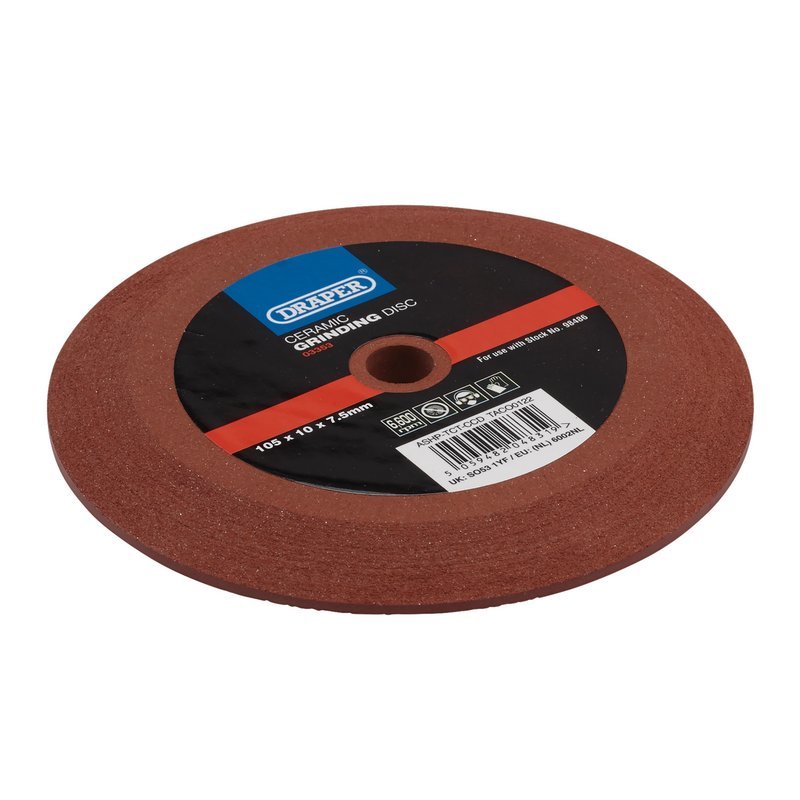 Draper 03353 Ceramic Grinding Disc 105 x 10 x 7.5mm - McCormickTools