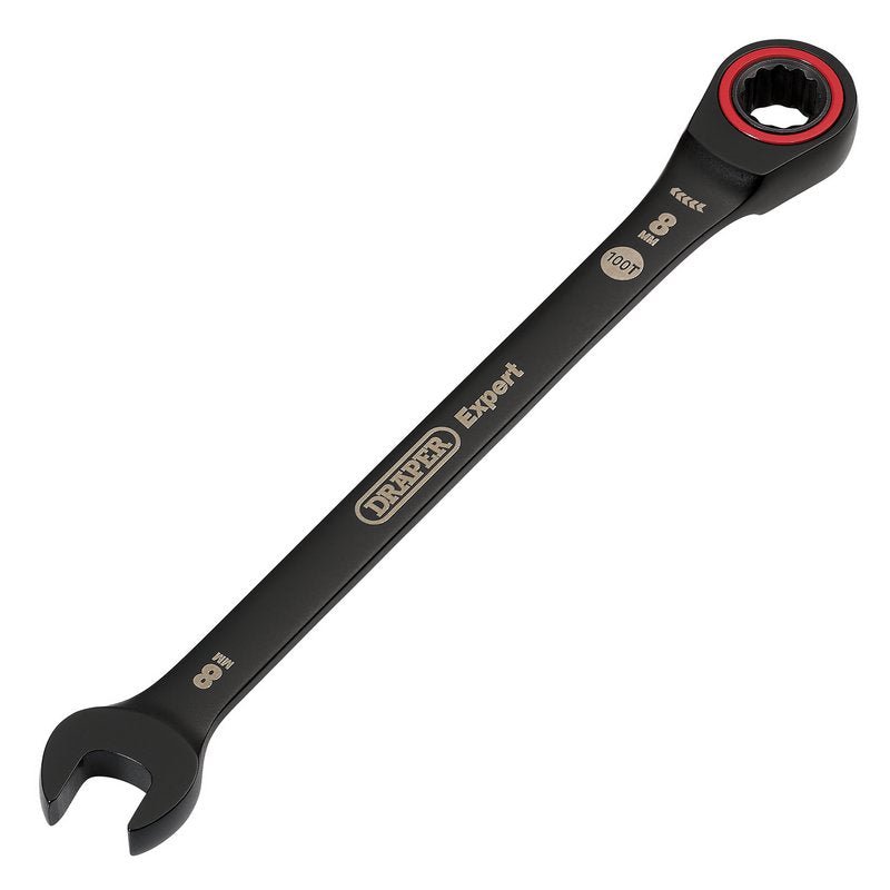 Draper 03879 Expert HI - TORQ Metric Ratchet Combination Spanner 8mm Black