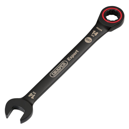 Draper 03887 Expert HI - TORQ Metric Ratchet Combination Spanner 14mm Black