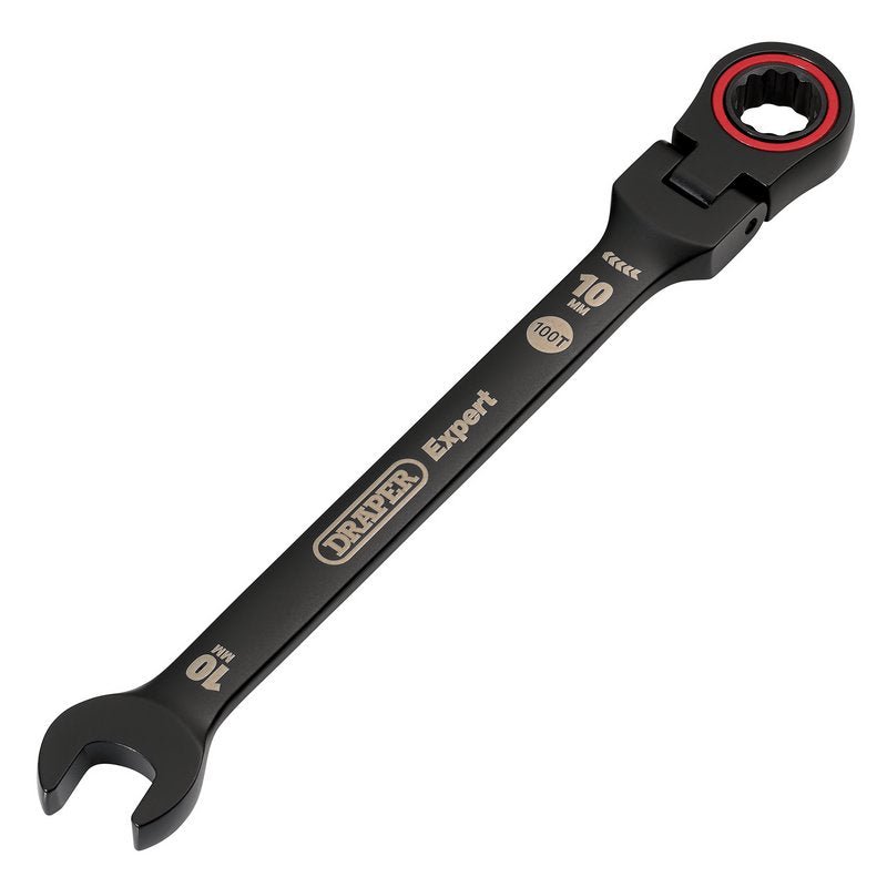 Draper 03916 Expert HI - TORQ? Metric Flexible Head Ratchet Combination Spanner 10mm Black