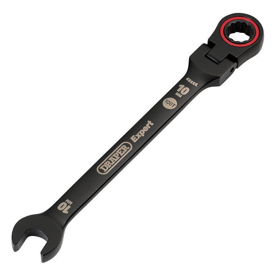 Draper 03916 Expert HI - TORQ? Metric Flexible Head Ratchet Combination Spanner 10mm Black