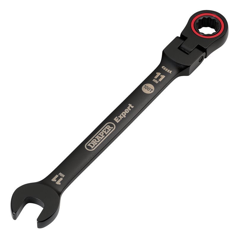 Draper 03917 Expert HI - TORQ? Metric Flexible Head Ratchet Combination Spanner 11mm Black