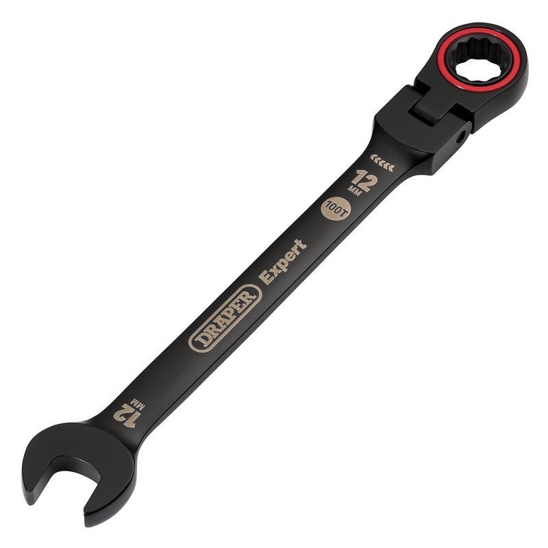 Draper 03918 Expert HI - TORQ? Metric Flexible Head Ratchet Combination Spanner 12mm Black