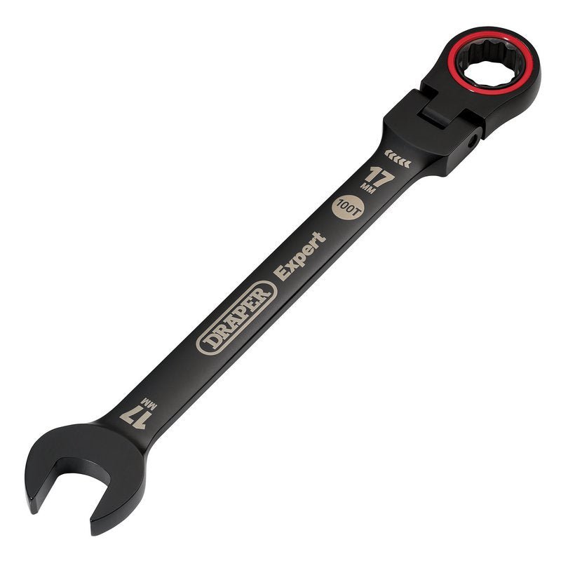 Draper 03924 Expert HI - TORQ? Metric Flexible Head Ratchet Combination Spanner 17mm Black