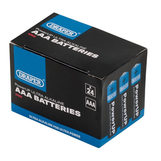 Draper 03969 PowerUP Ultra Alkaline AAA Batteries Pack of 24 - McCormickTools