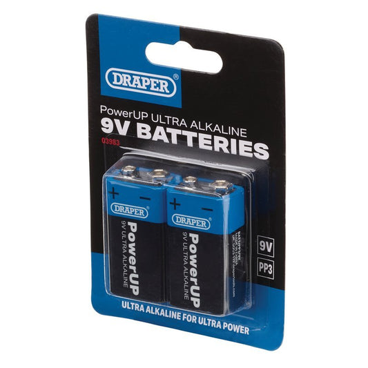 Draper 03983 PowerUP Ultra Alkaline 9V Batteries Pack of 2 - McCormickTools