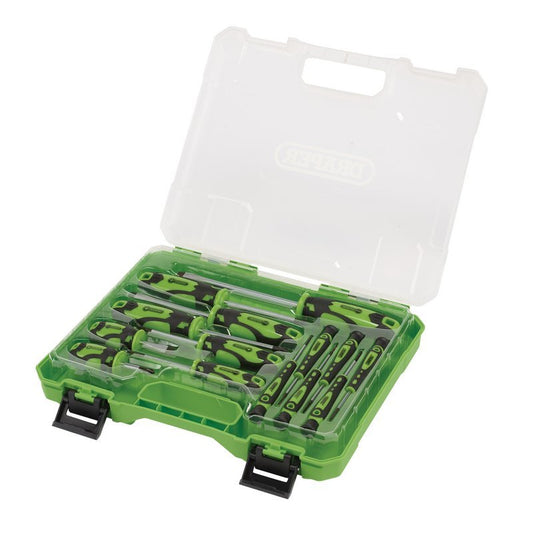 Draper 03987 Screwdriver Set with Case Green 14 Piece - McCormickTools