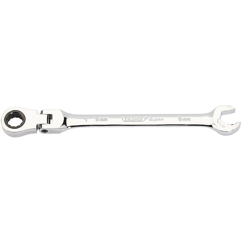 Draper 06853 Metric Combination Spanner with Flexible Head and Double Ratcheting Features 9mm - McCormickTools