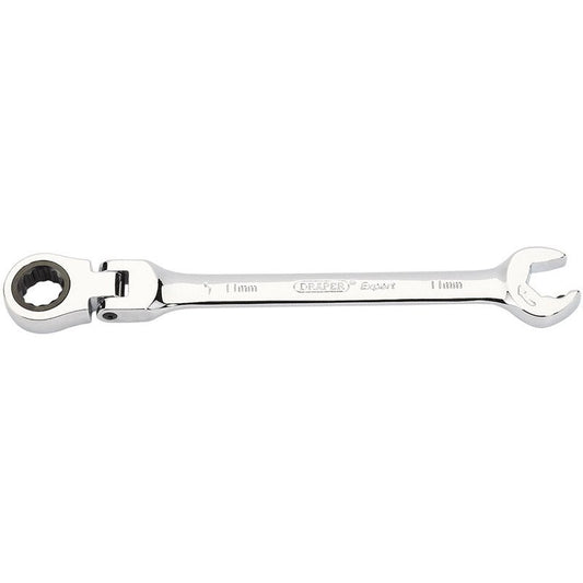Draper 06855 Metric Combination Spanner with Flexible Head and Double Ratcheting Features 11mm - McCormickTools