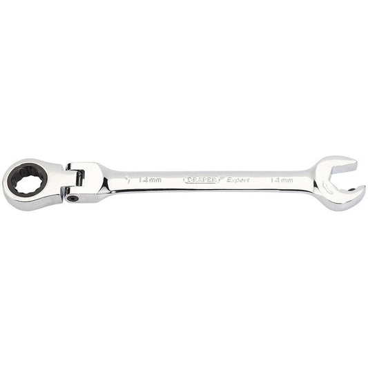 Draper 06859 Metric Combination Spanner with Flexible Head and Double Ratcheting Features 14mm