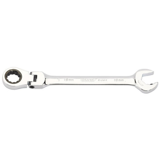 Draper 06863 Metric Combination Spanner with Flexible Head and Double Ratcheting Features 18mm - McCormickTools