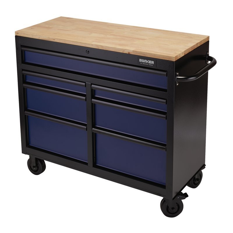 Draper 08222 BUNKER Workbench Roller Tool Cabinet 7 Drawer 41" Blue