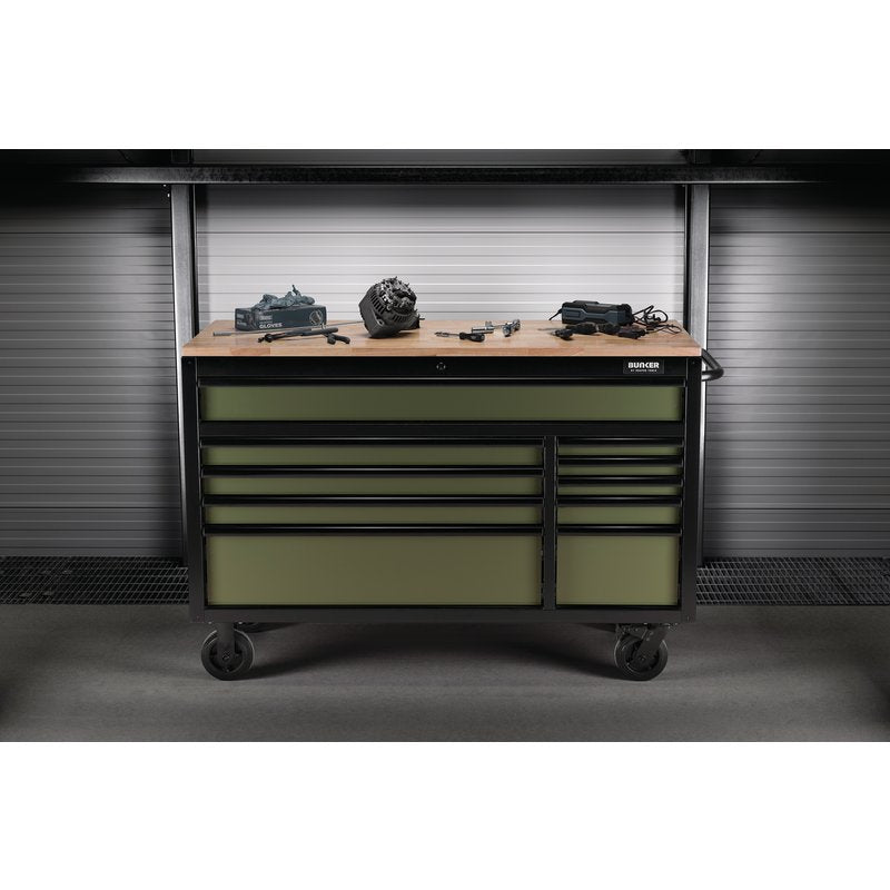 Draper 08236 BUNKER Workbench Roller Tool Cabinet 10 Drawer 56" Green