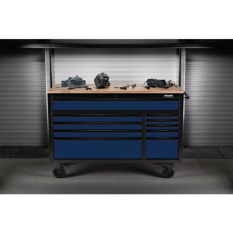 Draper 08237 BUNKER Workbench Roller Tool Cabinet 10 Drawer 56" Blue