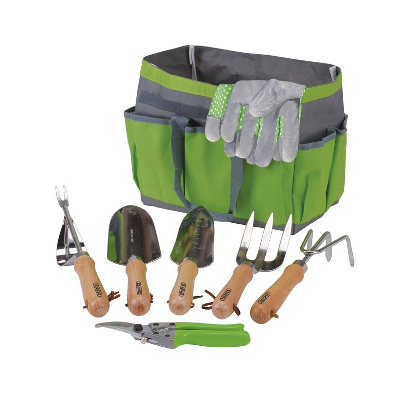 Draper 08997 Stainless Steel Garden Tool Set with Storage Bag 8 Piece