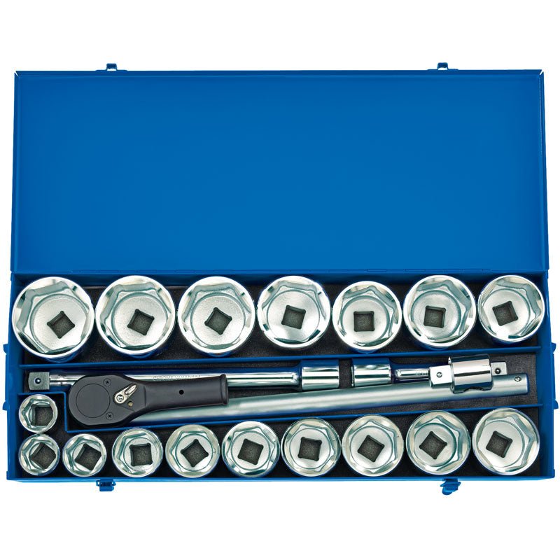 Draper 1" Sq. Dr. Metric Socket Set In Metal Case (22 Piece) - McCormickTools