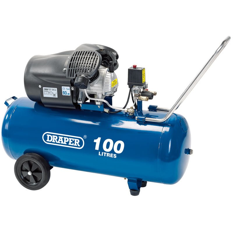 Draper 100L 230V 3.0hp (2.2kW) V - Twin Air Compressor 65396 - McCormickTools