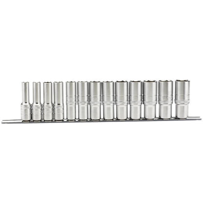 Draper 1/2" Sq. Dr. Imperial Deep Sockets On A Metal Rail (13 Piece) - McCormickTools