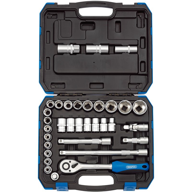 Draper 1/2" Sq. Dr. Mm/Af Combined Socket Set (33 Piece) - McCormickTools