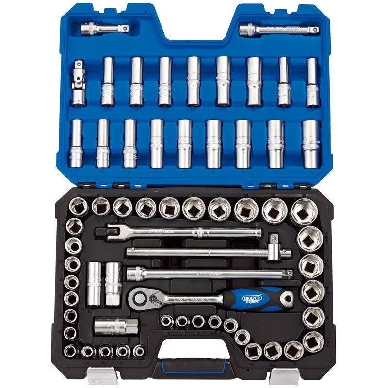 Draper 1/2" Sq. Dr. Mm/Af Combined Socket Set (63 Piece) - McCormickTools