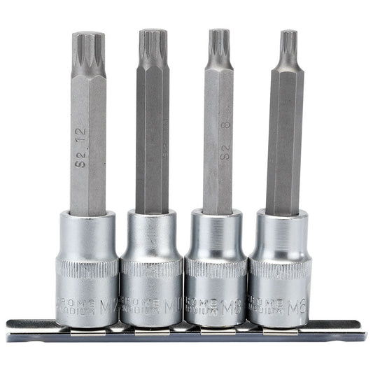 Draper 1/2" Sq. Dr. Spline Socket Bit Set (4 Piece) - McCormickTools