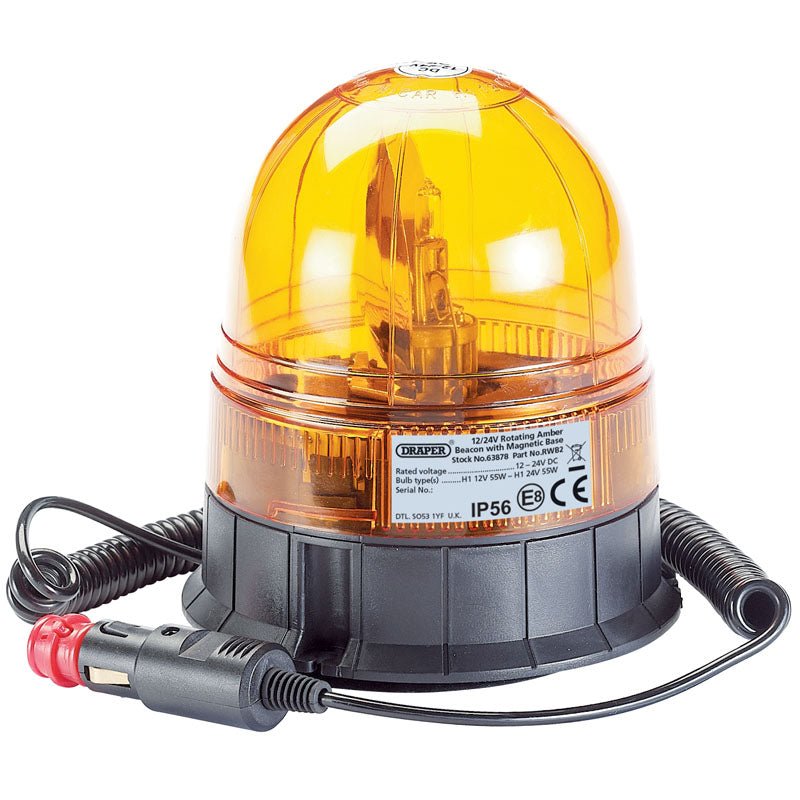 Draper 12/24V Magnetic Base Rotating Beacon 63878