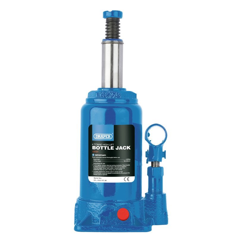 Draper 13107 High Lift Hydraulic Bottle Jack 4 Tonne