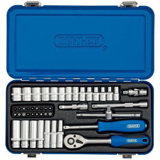 Draper 1/4" Sq. Dr. Metric Socket Set In Metal Case (45 Piece) - McCormickTools