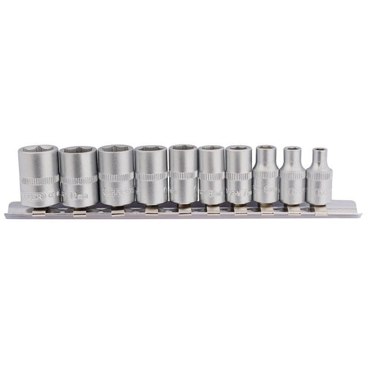 Draper 1/4" Sq. Dr. Metric Sockets On Metal Rail (10 Piece) - McCormickTools