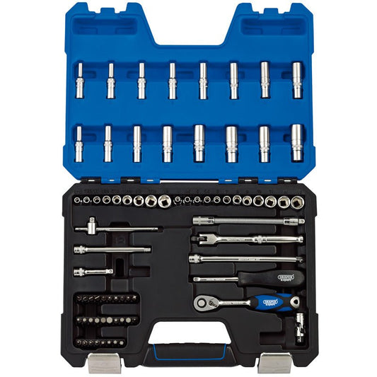 Draper 1/4" Sq. Dr. Mm/Af Combined Socket Set (75 Piece) - McCormickTools