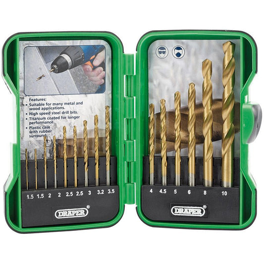 Draper 15 Piece Titanium Nitride Coated HSS Drill Bit Set 18549