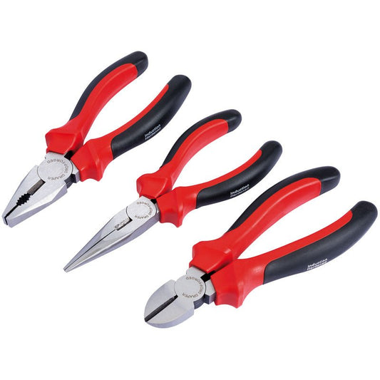 Draper 160mm 3 Piece Heavy Duty Soft Grip Pliers Set with Soft Grip Handles 68001