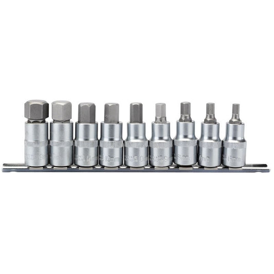 Draper 16307 Long Metric Hex. Socket Bit Set 1/2" Sq. Dr. 55mm 9 Piece - McCormickTools