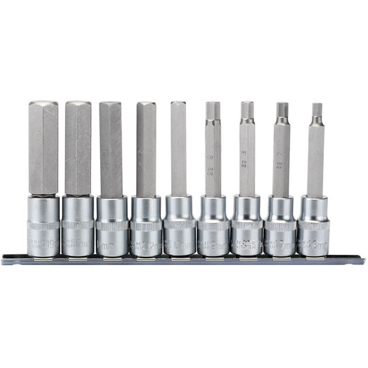 Draper 16308 Long Metric Hex. Socket Bit Set 1/2" Sq. Dr. 100mm 9 Piece - McCormickTools