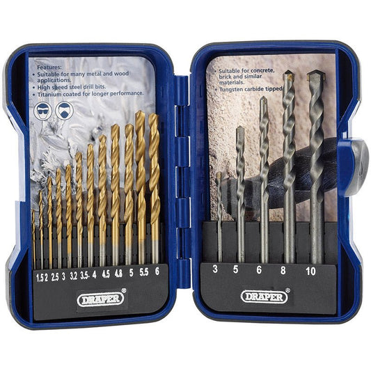 Draper 17 Piece Combined HSS and Masonry Drill Bit Set 18551