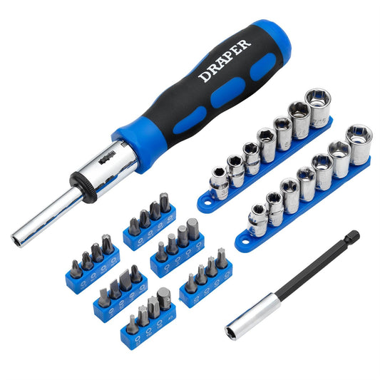 Draper DRA - 21010 Draper 21010 Ratchet Screwdriver Socket and Bit Set 1/4" Sq. Dr. 40 Piece