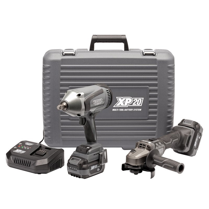 Draper 24047 XP20 20V Cordless Grinder and 1/2" Impact Wrench Kit