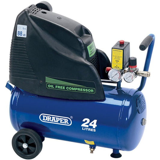 Draper 24L 230V 1.5hp (1.1kW) Oil - Free Air Compressor 24978