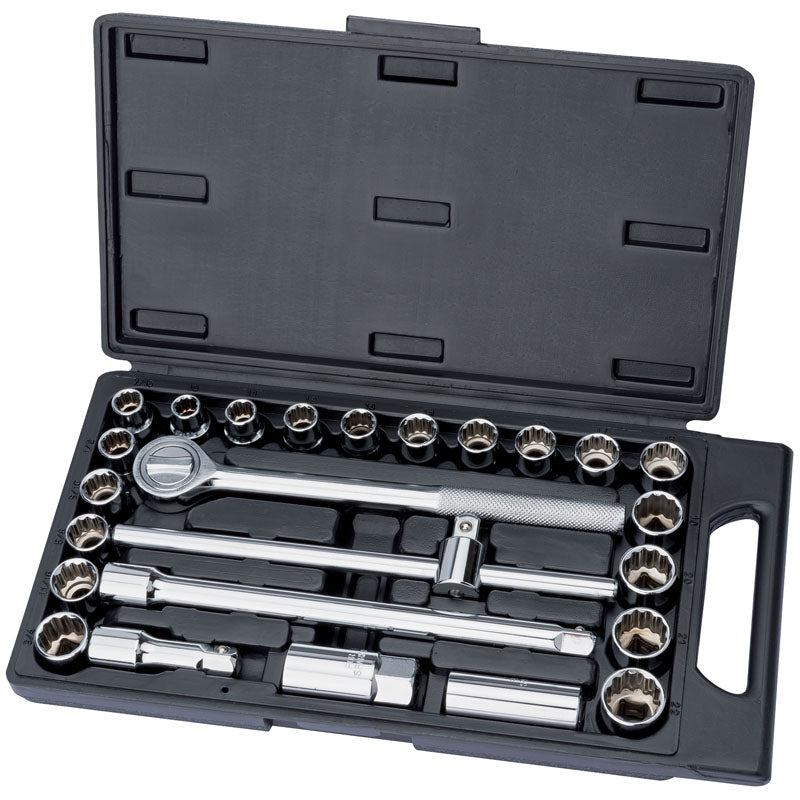 Draper 25 Piece 1/2" Sq. Dr. MM/AF Combined Socket Set 68947 - McCormickTools