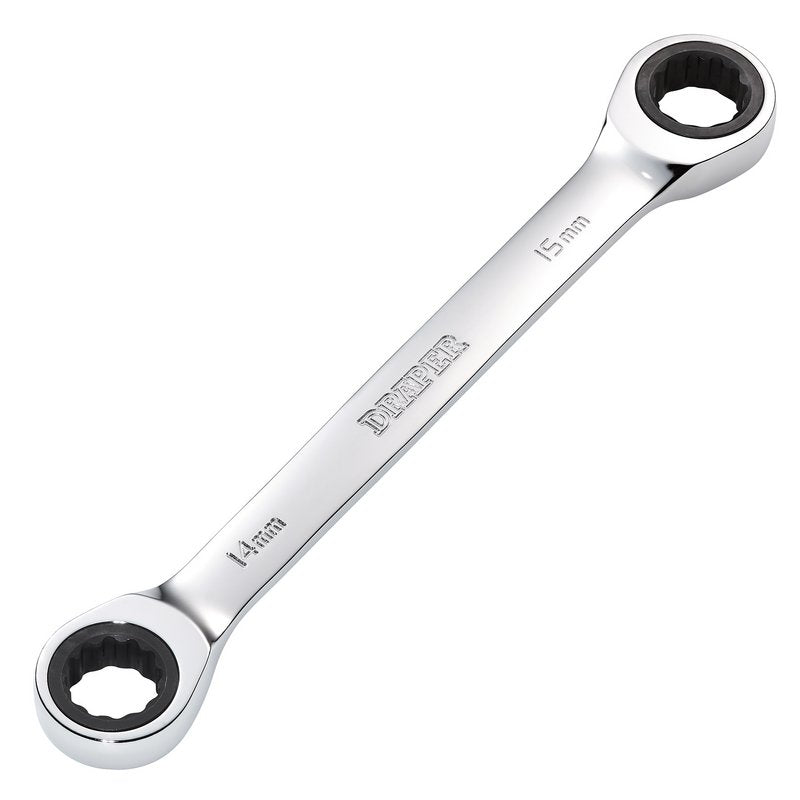 Draper 27738 HI - TORQ? Metric Double Ratchet Ring Spanner 14 x 15mm - McCormickTools