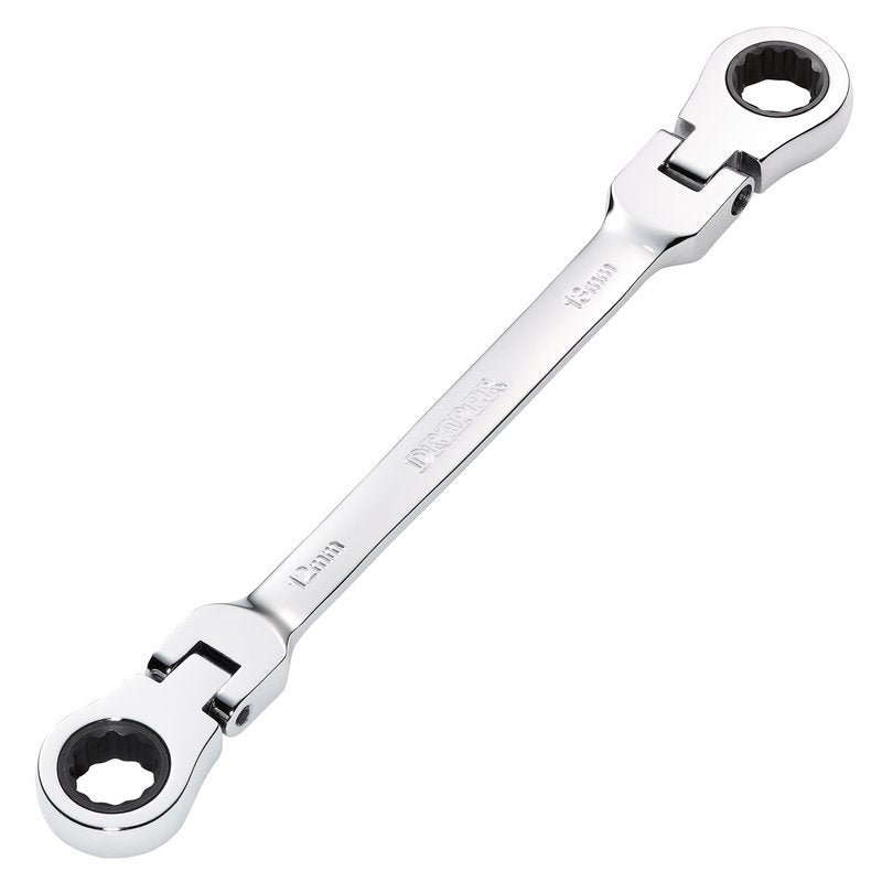 Draper 27746 HI - TORQ? Metric Flexible Head Double Ring Ratchet Spanner 12 x 13mm - McCormickTools