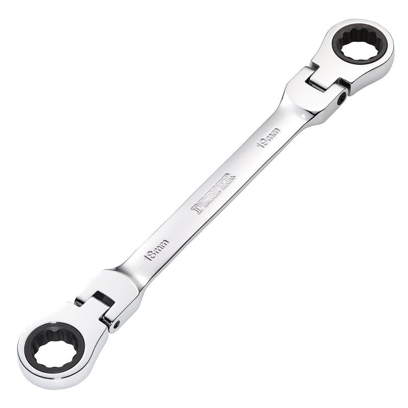 Draper 27759 HI - TORQ? Metric Flexible Head Double Ring Ratchet Spanner 18 x 19mm - McCormickTools