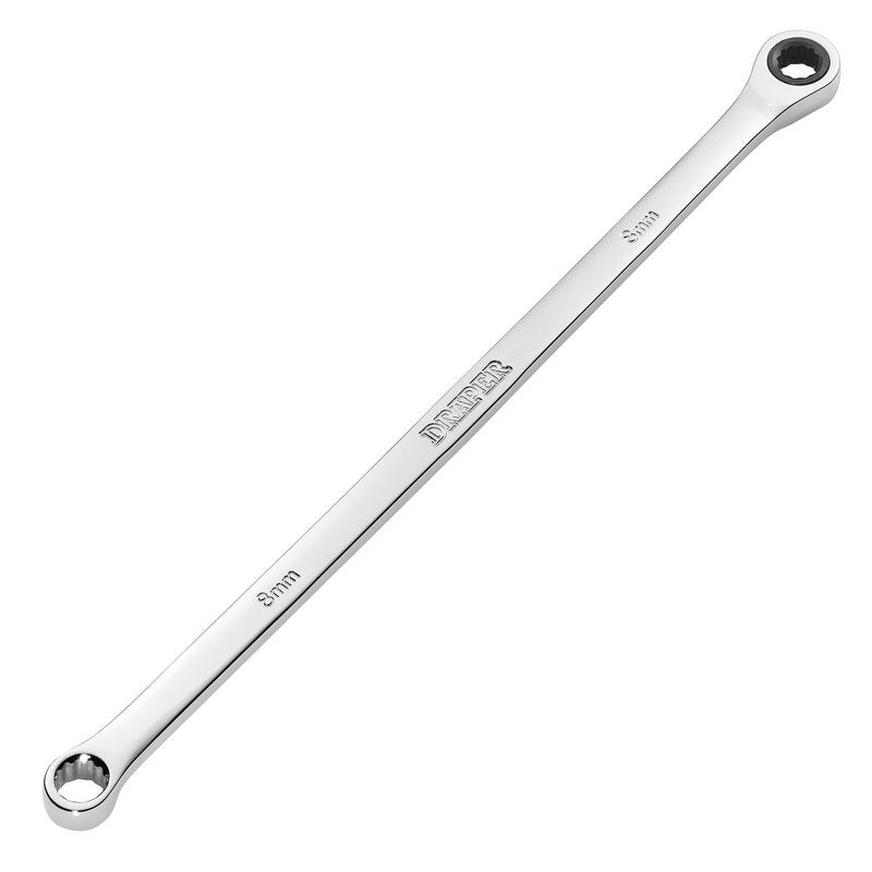 Draper 27765 HI - TORQ? Metric Extra - Long Double Ring Ratchet Spanner 8mm - McCormickTools