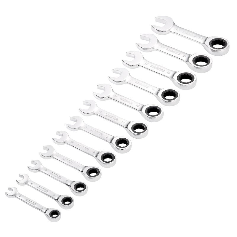 Draper 27931 HI - TORQ? Metric Stubby Ratchet Combination Spanner Set 12 Piece - McCormickTools