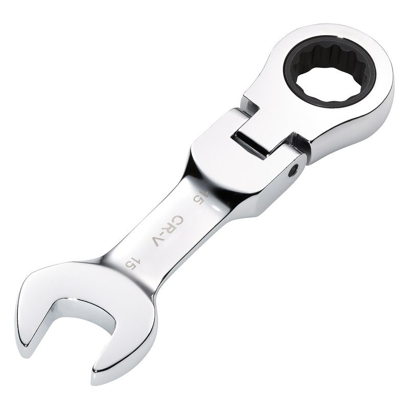 Draper 27973 HI - TORQ? Metric Stubby Flexible Head Ratchet Combination Spanner 15mm - McCormickTools