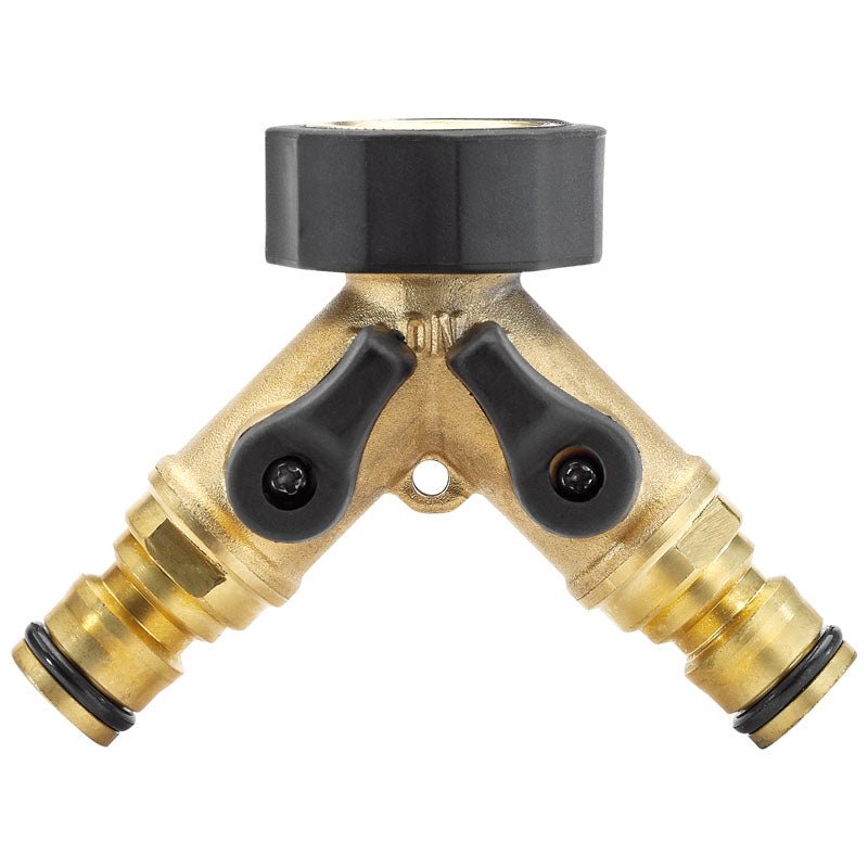 Draper 36228 Brass Double Tap Connector with Flow Control 3/4"