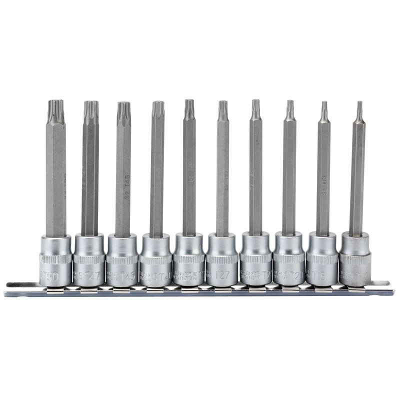 Draper 3/8" Sq. Dr. 100mm Long Tx Star®️ Socket Bit Set (10 Piece) - McCormickTools